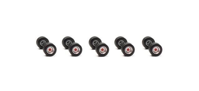 Herpa 054454 - 1:87 Accessory Wheel Sets Trailer Schwedencombi, Chrome/Red (10