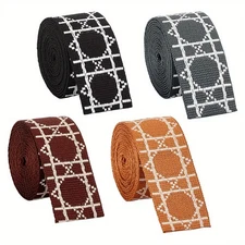 1bag 4pcs Cotton Webbing Polycotton Webbing Jacquard Webbing Flat Webbing