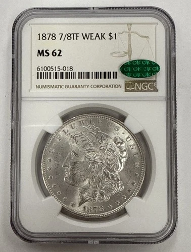1878 7/8 Tail Feather MS62 CAC