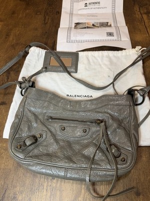 Balenciaga The Hip Shoulder Bag Gray Leather