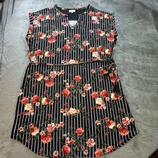 Bobbie Brooks Plus Size Women's 3X Black Dress Red Floral Sleeveless Knit Dress