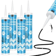 Black Silicone Sealant 100% Silicone Caulk Waterproof for RV, Kitchen, Bath, ...
