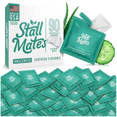 Bulk Pack Flushable Wipes, Individually Wrapped 90 Singles