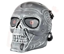 Wosport Casco Terminator MA90BS, Occhi in Metallo, Silver Maschera Facciale di P