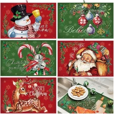 Set of 6 Christmas Dish Drying Mats Absorbent Xmas Kitchen Accessories Santa Sno