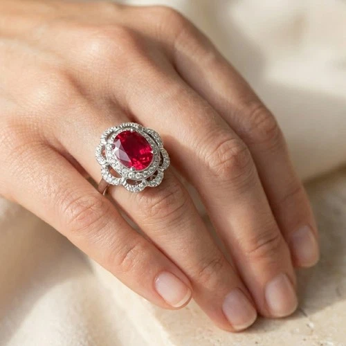 Precious Pink Padparadscha Sapphire 3.95Ct 925 Sterling Silver White Gold Rings