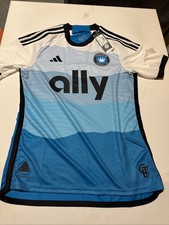 adidas men Charlotte FC 24/25 Home Authentic Jersey White Blue Medium MLS