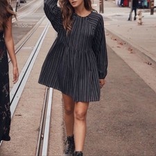 Christy Dawn Night Stripe Hudson Dress XS/S Babydoll Long Sleeve