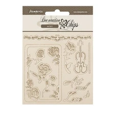 Stamperia  Decorative Chips - Venice City of Art roses and frame, SCB270