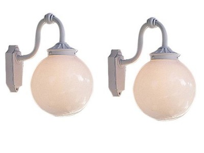 2er Set Konstsmide Außenwandleuchte ARCTURUS weiß Kugel opal, Leuchte Hauswand