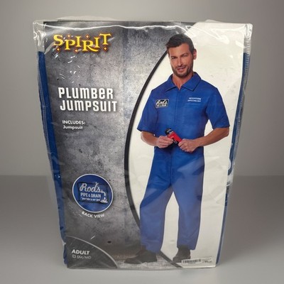 Spirit Halloween Blue Plumber Jumpsuit Costume Adult SM/MD Rod s Pipe & Drain