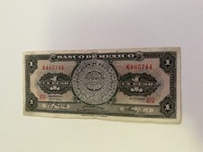 Mexican Bank Note: El Banco de Mexico S.A. 1967 1 Pesos, Serie BDK, No. K465744