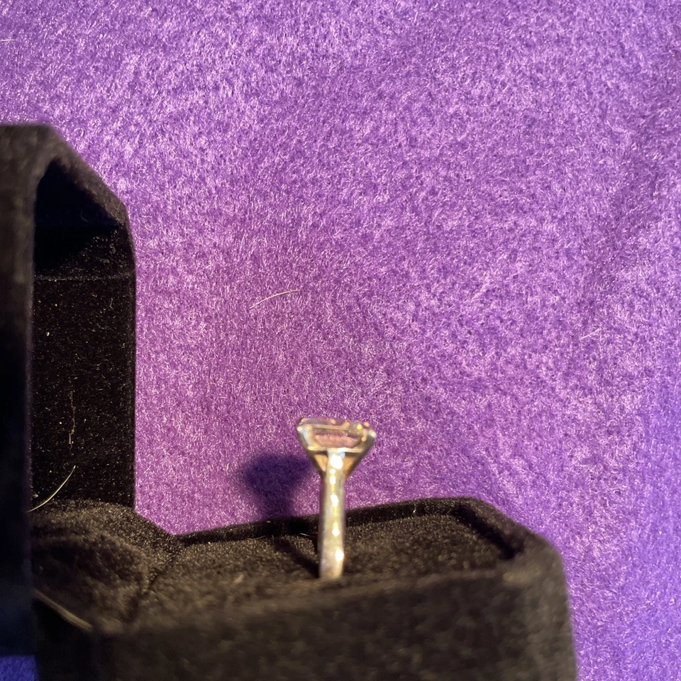 Impresionante anillo de plata 925 HTHP, diamante gris talla Ascher de 3,45 quilates talla 7 Foto 3 de 4