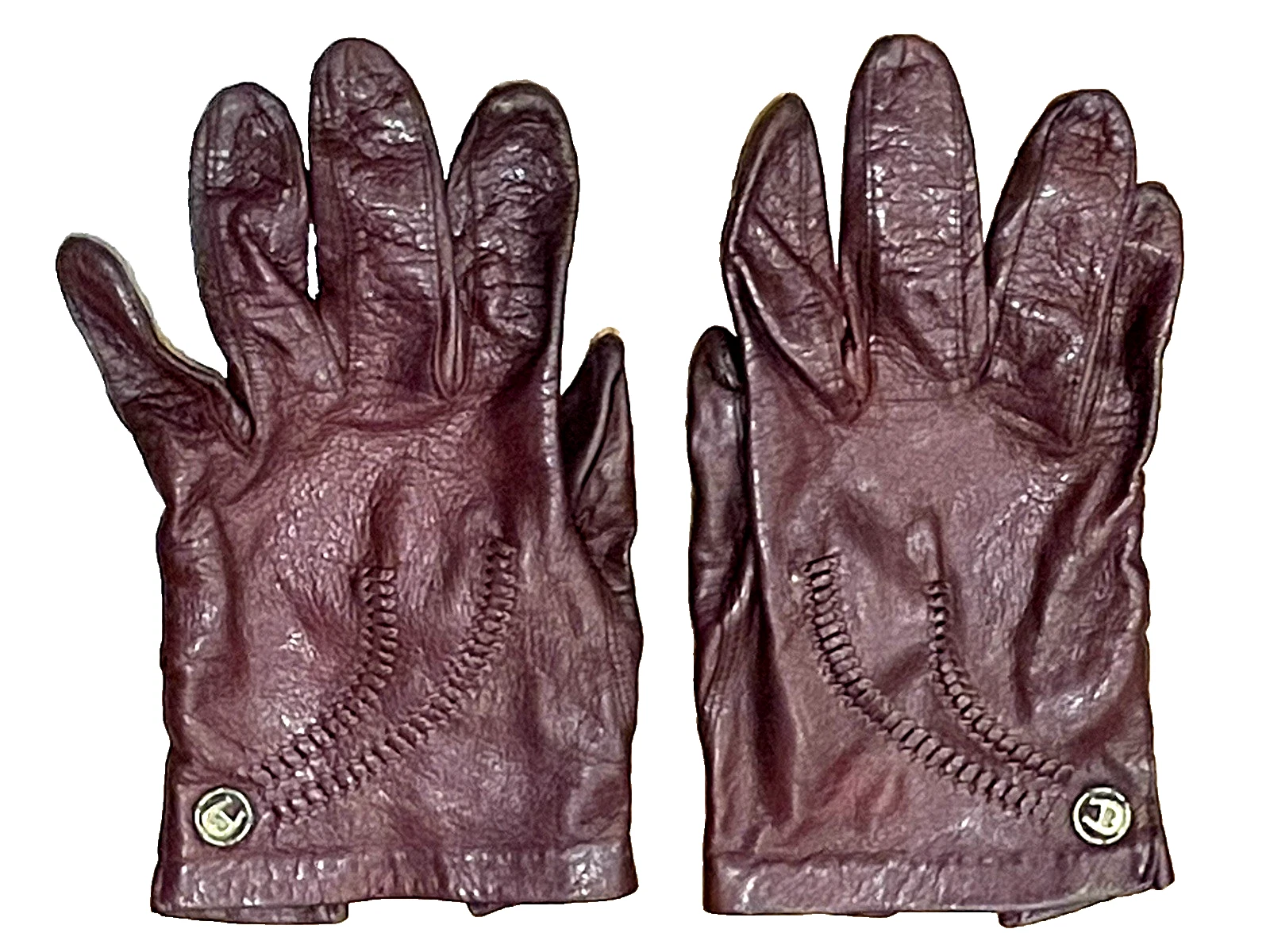 Etienne Aigner Maroon Oxblood Vintage Leather Suede Gloves Size 8 Made in Italy