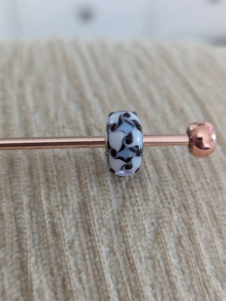 Trollbeads white and black dot swirl Glass Bead Brand New Bead - Image 2 of 2