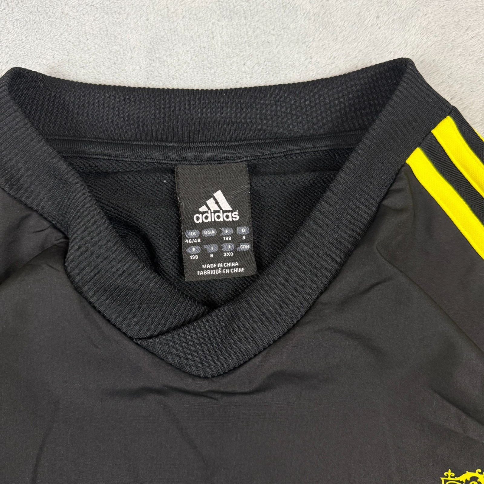 VTG Adidas Liverpool FC 2000s Black Yellow Sz 46/48/XL Training Drill Sweatshirt image 5