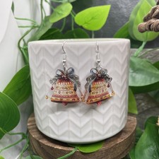 1.85  Silver-tone Acrylic Dangle Earring Set New Free Ship Jingle Bells B8962