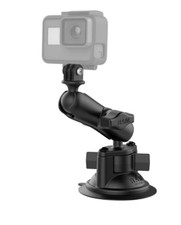 RAM Mount Diamond Plate Medium Arm Plastic 1" B-Ball Suction Mount RAP-B-166U