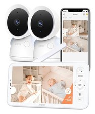 ARENTI 3MP Baby Monitor 2Cameras Set 5inch Split Screen WiFi 6 Smartphone App