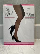 On The Go Ultra Sheer Size 3 Pantyhose Sandalfoot Coffee NOS 1 Pair Sealed