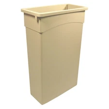 GRAINGER 4PGV1 Trash Can,Rectangular,23 gal.,Beige 4PGV1