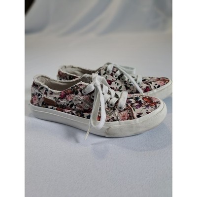 Blowfish Malibu Maggi Floral Canvas Sneakers Distressed Low Top Shoes Womens 7M