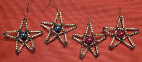 Mercury Glass ~ Sextuple beaded ~ Czech ~ Set of 4 Stars ~ Antique | eBay