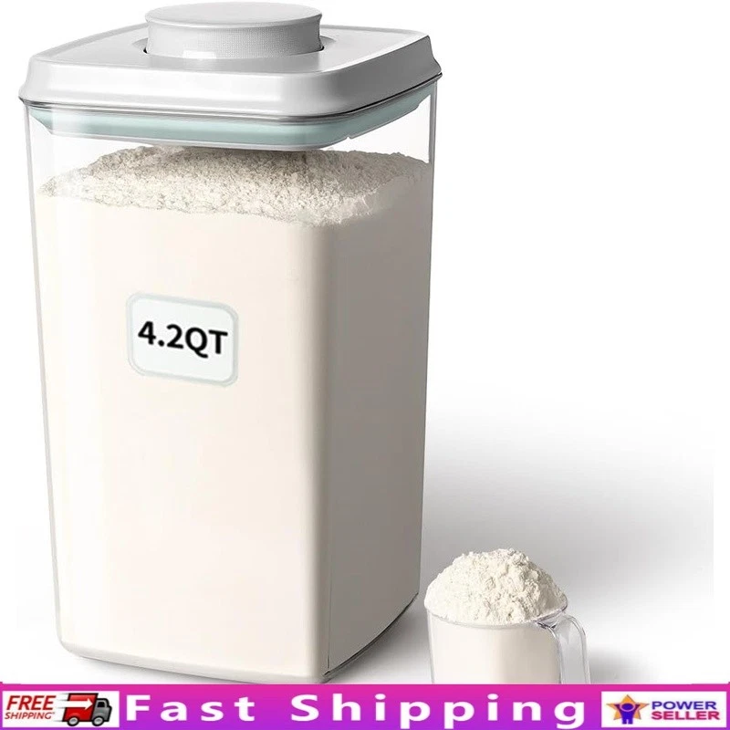 Airtight Food Storage Container One-Push Lid Stackable BPA-Free Measuring Scoop