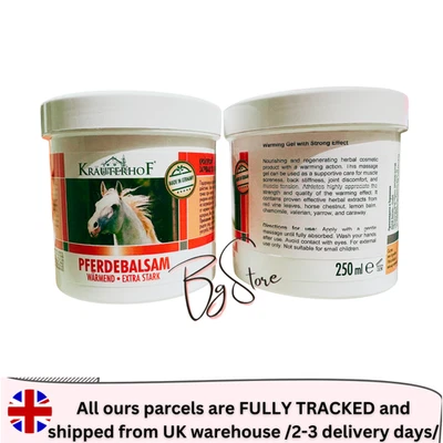 Asam Krauterhof Pferdebalsam Gel Strong Warming Effect Massage 250ml UK STOCK