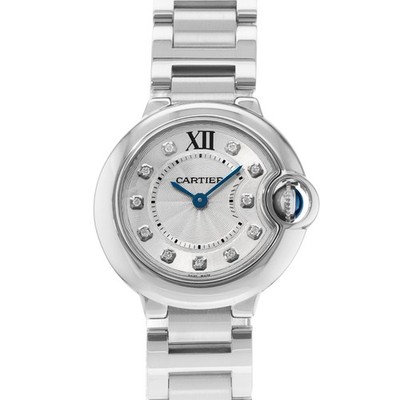 Cartier Ballon Bleu 28mm WE902073 3009 28mm Silver Diamonds Steel Papers 2016