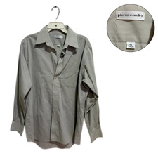 Pierre Cardin Men  s Dress Shirt Beige Long Sleeve Size 16 34/35 Classic Fit