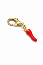 Red Chili Pepper Keyring Charm Gold Lobster Clasp Lucky Pendant Keys Set