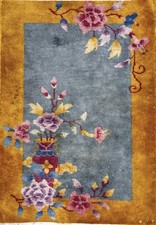 Spectacular Old Chinese Antique Area Rug Art Deco Wool 2’ X 2’.09”Vintage .