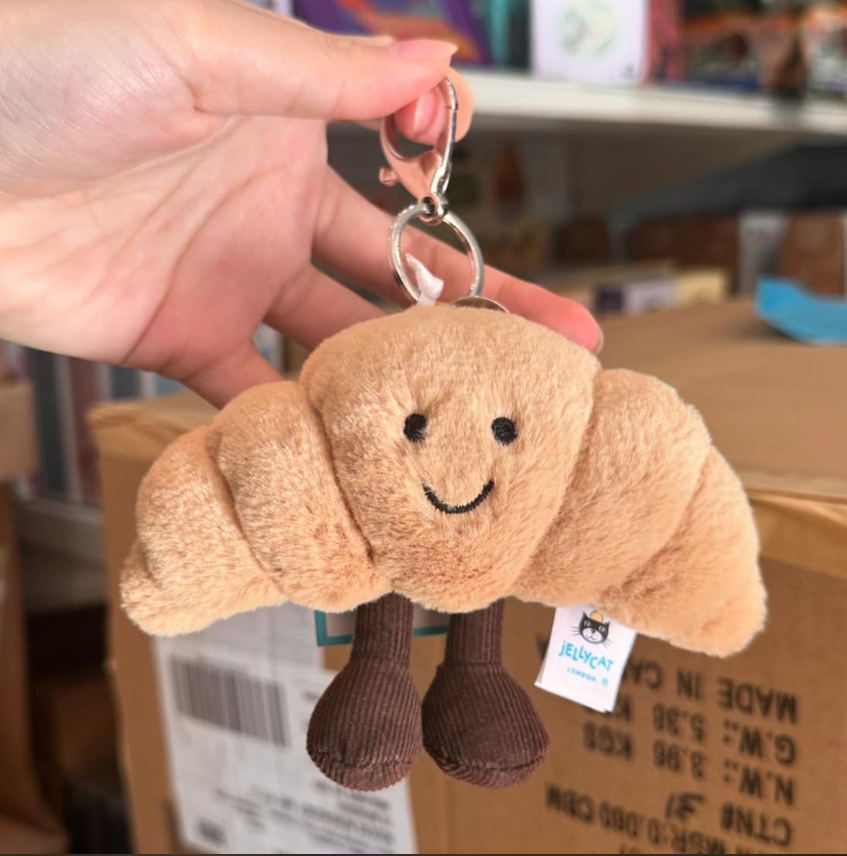 New Jellycat Amuseables Croissant Bag Charm Plush Keychain - with