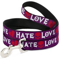 "Dog Leash Love/Hate Purple/White/Fuchsia Wide 1.5\" (Us Import)"