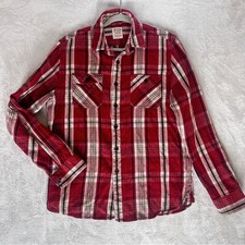 LEVI'S Red Flannel Plaid Men's Shirt M Cotton Comfy