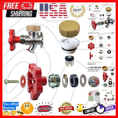 Complete Wall Hydrant Replacement Kit with Vacuum Breaker   Durable Brass Finish