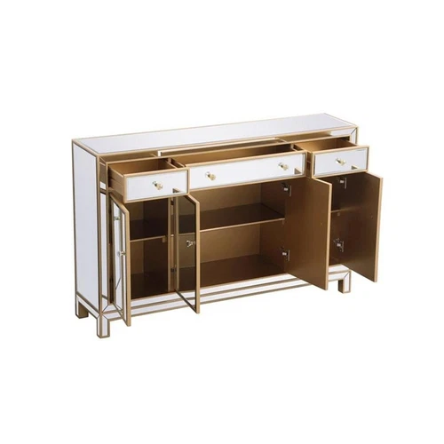 Elegant Decor Reflexion 56" Transitional MDF and Metal Mirrored Credenza in Gold - Picture 5 of 8