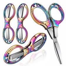 4 Pcs Folding Stainless Steel Mini Scissors, Portable Foldable Safety Pocket ...