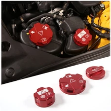 Red Alloy Cover Engine Oil Cap Radiator Water Tank Cap For Toyota Supra 2019-24