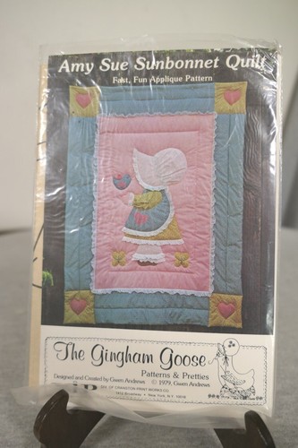 NEW 1979 Gingham Goose Applique Baby Crib Quilt Pattern "Amy Sue Sunbonnet" - Picture 3 of 3
