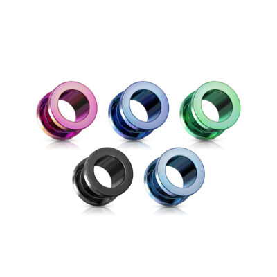 PAIR PVD Titanium Plated Screw Fit Tunnels Steel Plugs Earlets Earrings Gauges