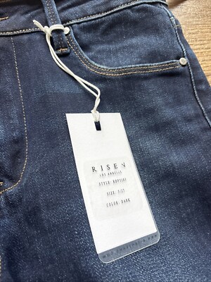 SALT TREE Mid Rise Straight Jeans - Raw Edge Denim With Comfort Stretch (Black, 27)