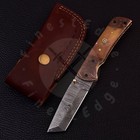Handmade Damascus Tanto Knife Folding Pocket Knife with Leather Sheath Best Gift — photo 3