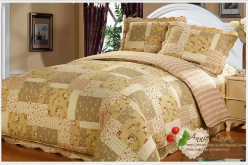 last one laura ashley shabby patchwork bedspread/throw/blanket double/king image 1
