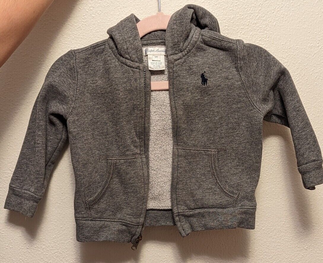 PONY Felpa con cappuccio bambino Ralph Lauren polo neonato bambino grigio