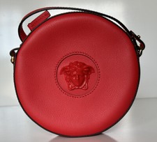 NWT $1295 Versace Medusa Head Calf Leather Round Red Crossbody Bag DBFI050 IT