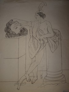 Détails Sur Grand Dessin Xix Etude Fusain David Goliath Homme Nue Lion Corps Mythologie A