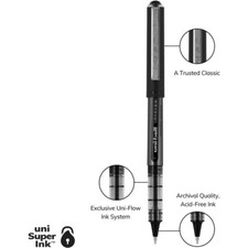 uni-ball VISION Stick Roller Ball Pen, Micro 0.5mm, Black Ink, 4pk