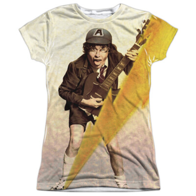 AC/DC Higher Voltage Junior Women's Sublimated Crew T-Shirt White